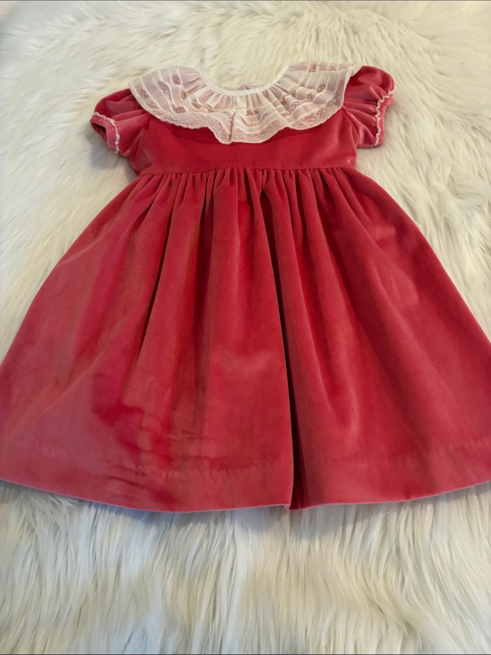 Sal & Pimenta Girls Pink Velvet Dress
